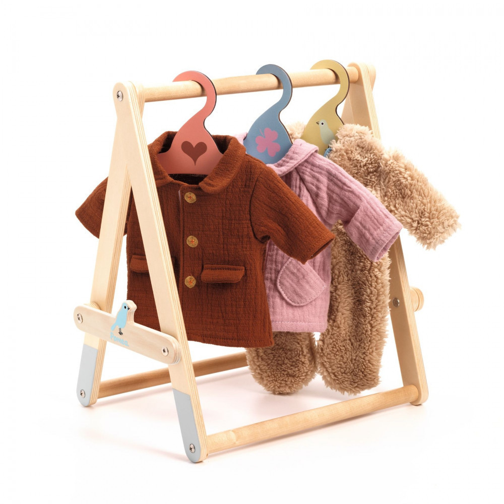 Játék ruhafoga vállfával Pomea játékbabákhoz - Szerepjátékhoz - Clothes Rack & 3 hangers - DJ07861